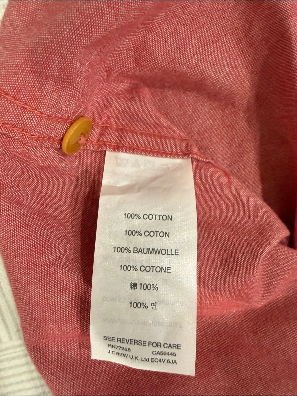 JCrew Red Long-Sleeve Casual Button-Up Shirt